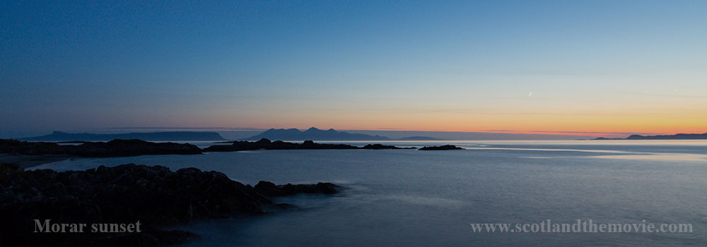 after sunset view from Camusdarrach beach, Morar with Eigg and Rhum in the distance