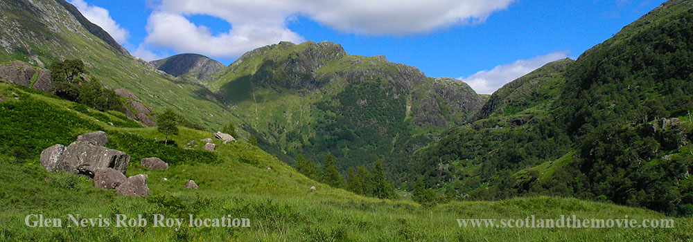 Location for the standing stone from Rob Roy, Glen Nevis